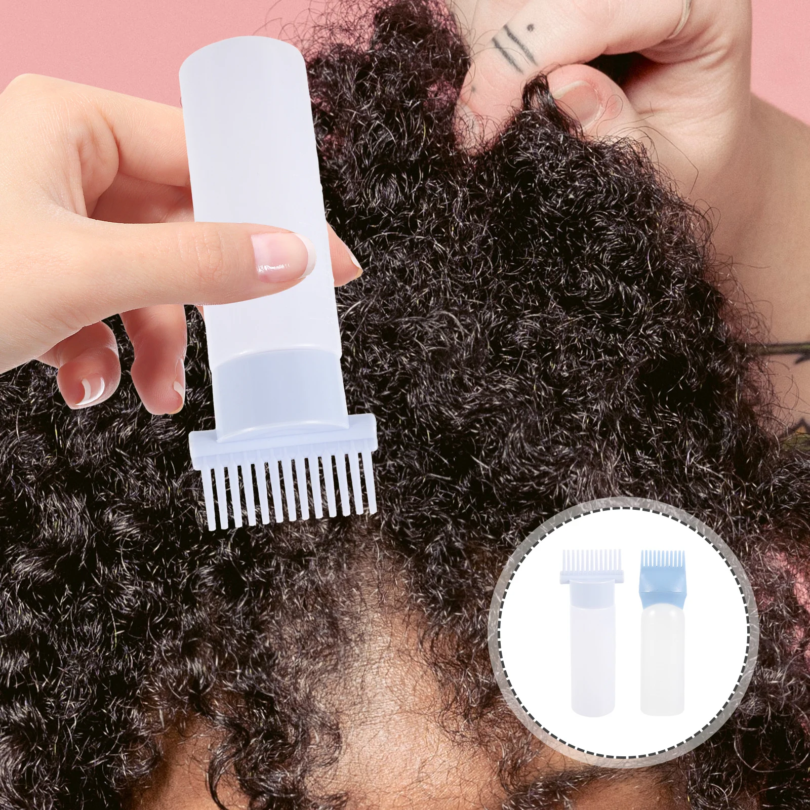 อุปกรณ์ทาสีผมแบบขวดพร้อมหวี 2 ชิ้น สำหรับย้อมผม วัสดุ PP น้ำหนักเบา ใช้ในบ้านหรือร้านเสริมสวย สำหรับทาออยล์บำรุงหนังศีรษะ ทนทานต่อการใช้งาน