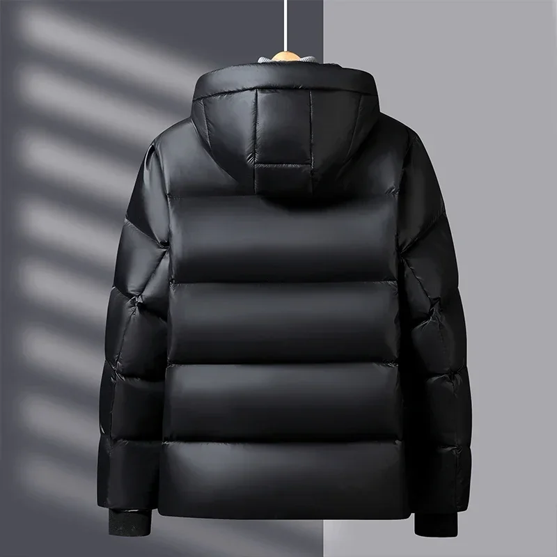 Down Jacket Men Winter Waterproof Goose Jacket Men Luxury Brand Hooded Feather Goose Coat Women Black Puffer Jacket Man 2024 New