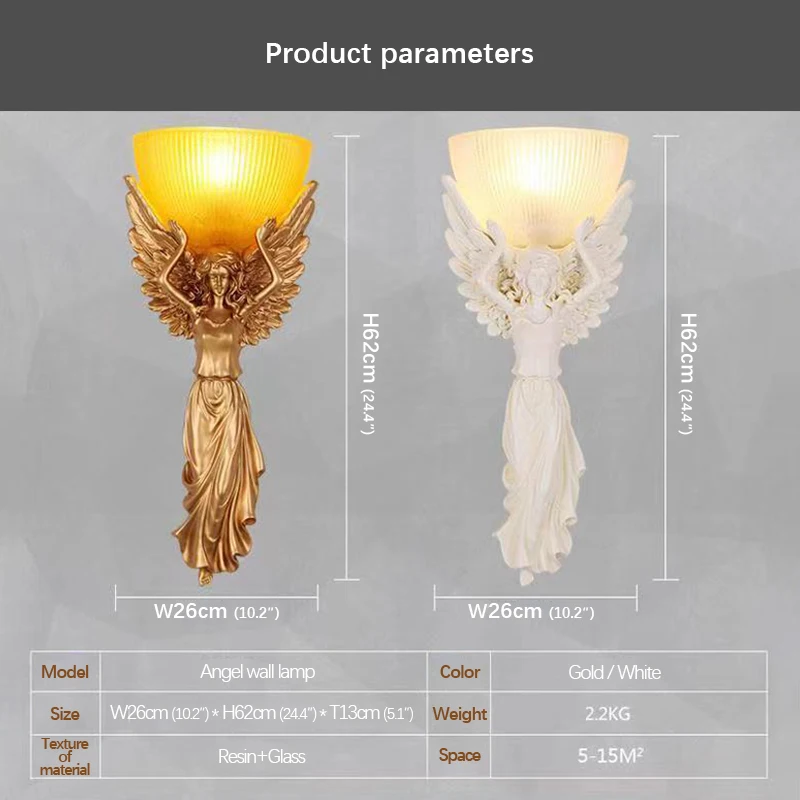TEMOU Modern LED Angel Wall Lamp Interior Creative Gold Resin Sconce Light for Home Living Room Hotel Corridor Decor