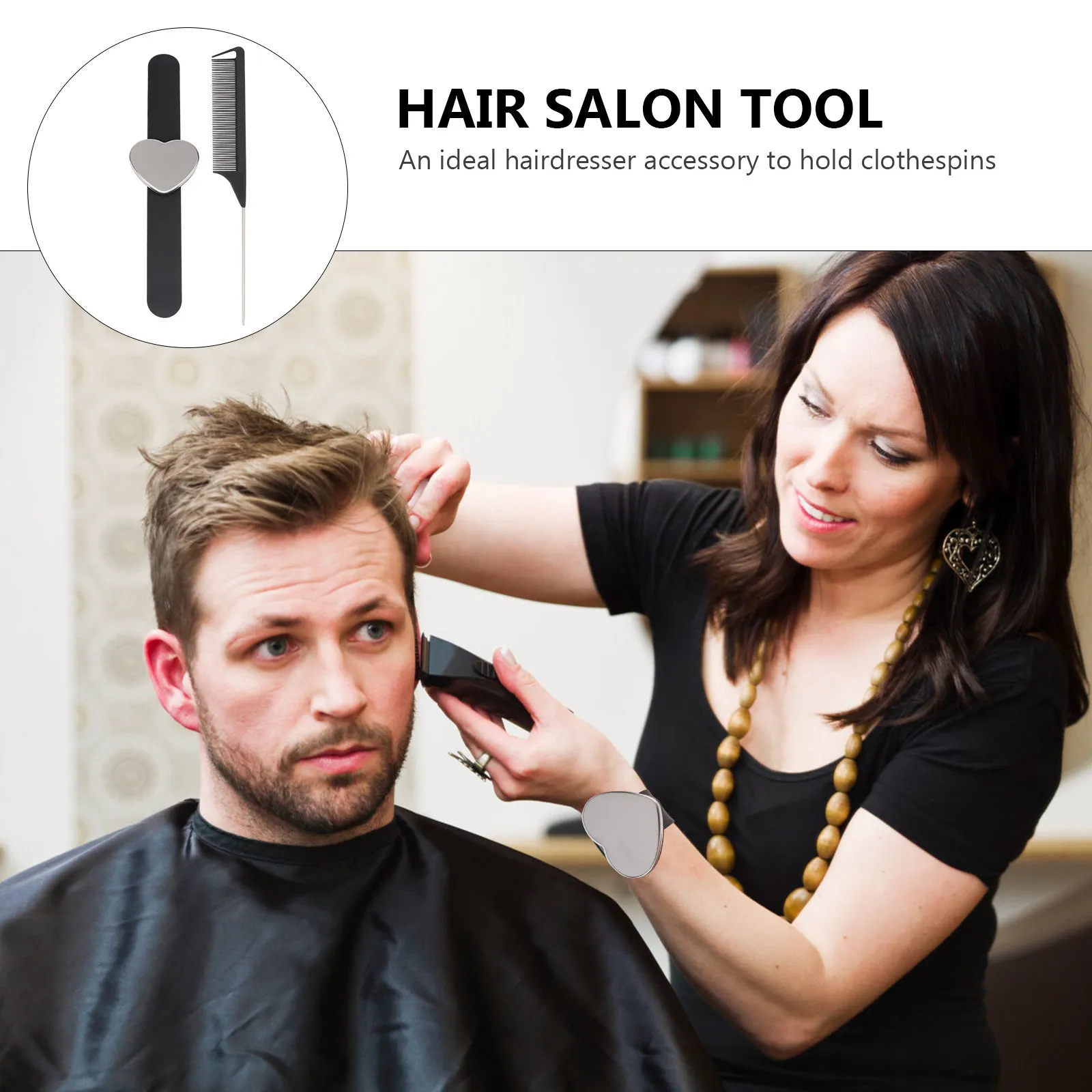 

1Set Magnetic Salon Comb Wrist Strap for Hairdressers Clip Holder Lightweight Portable Barbershop Accessory Heart Design Slap