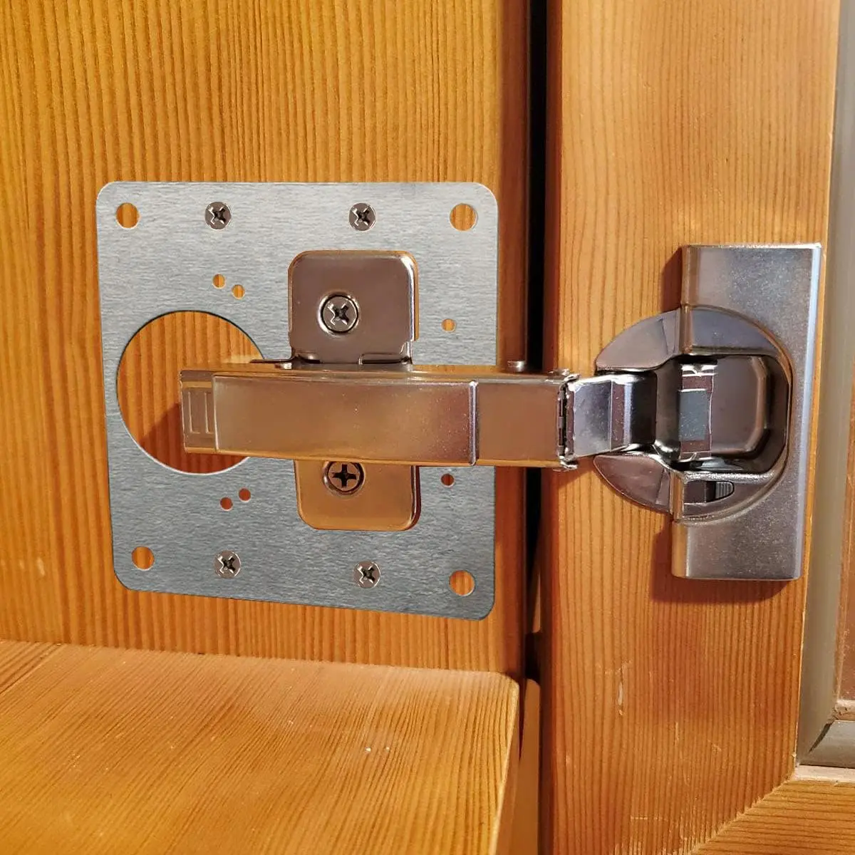 Cabinet Door Hinge Repair Plate Stainless Steel Furniture Hinge Fixing Plate Bracket Kit with Mounting Screw Hardware Tools