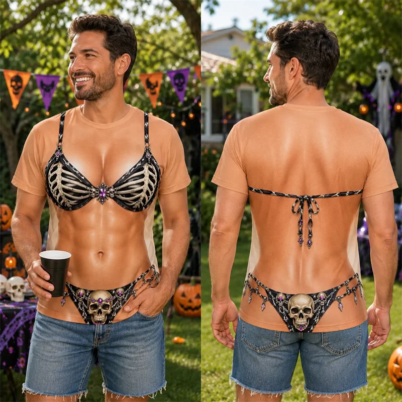 Funny Halloween Ghost Bikini Printed T Shirt 3D Effect Sexy Women Men T-tShirt Horror Party Gift Costume Clothes Fashion Haikyuu
