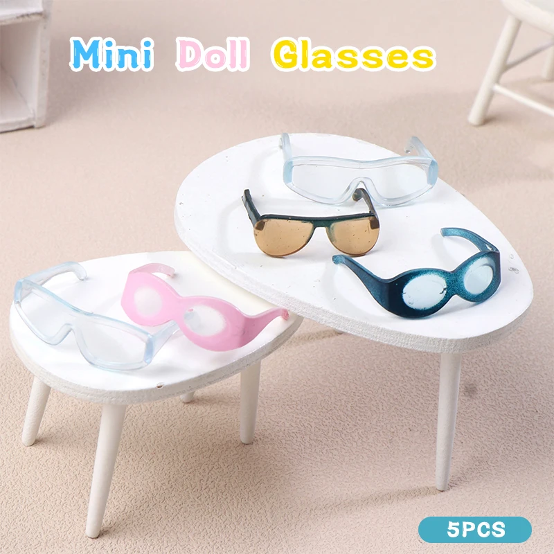 5Pcs/set Doll Glasses Dollhouse Miniature Colourful Glasses Eyewear Cool Eyeglasses Model Doll Decor Accessories Children Toys