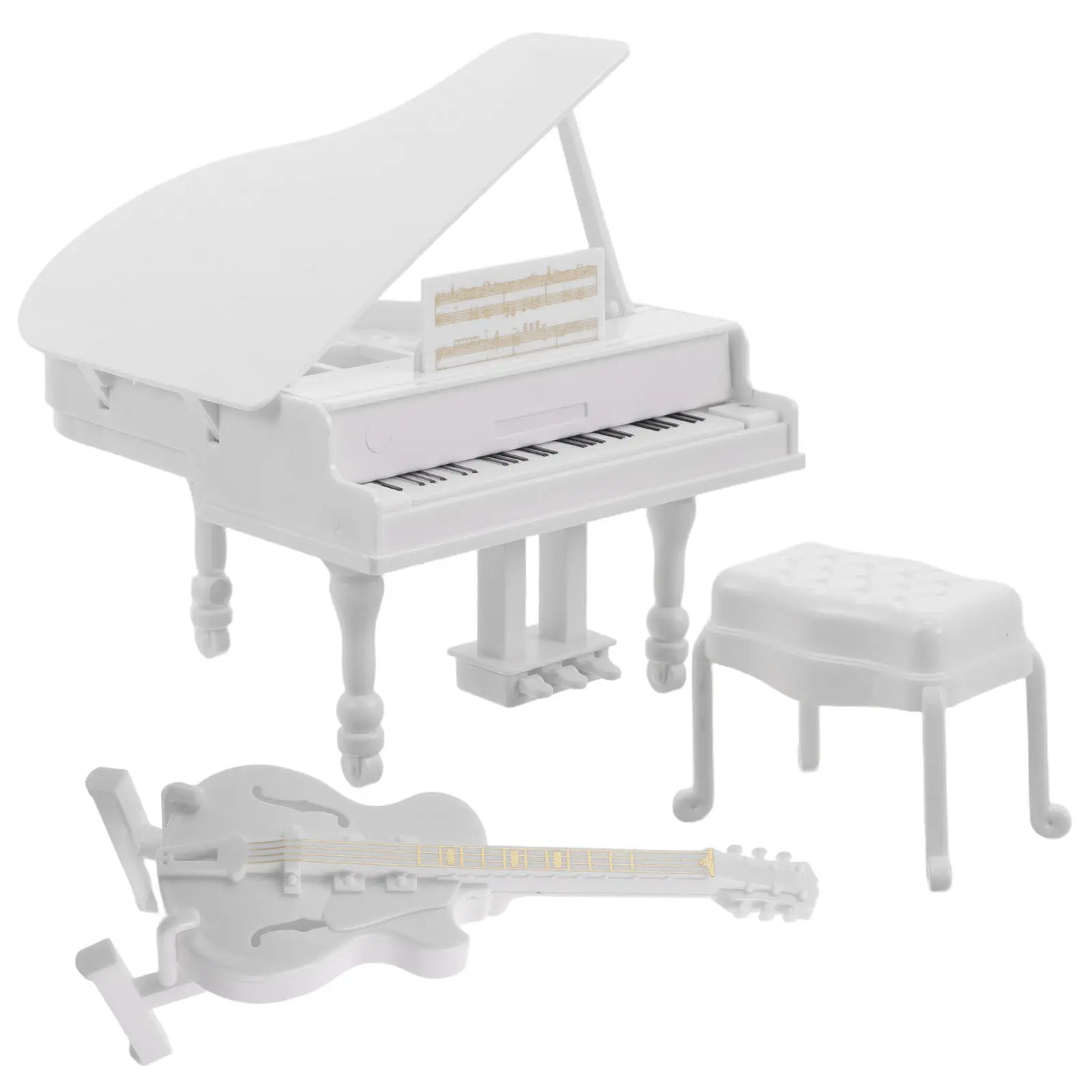 

3Pcs Miniature Piano Realistic Design Stable Structure Photography Prop Miniature Furniture for Dollhouse Decoration Musical