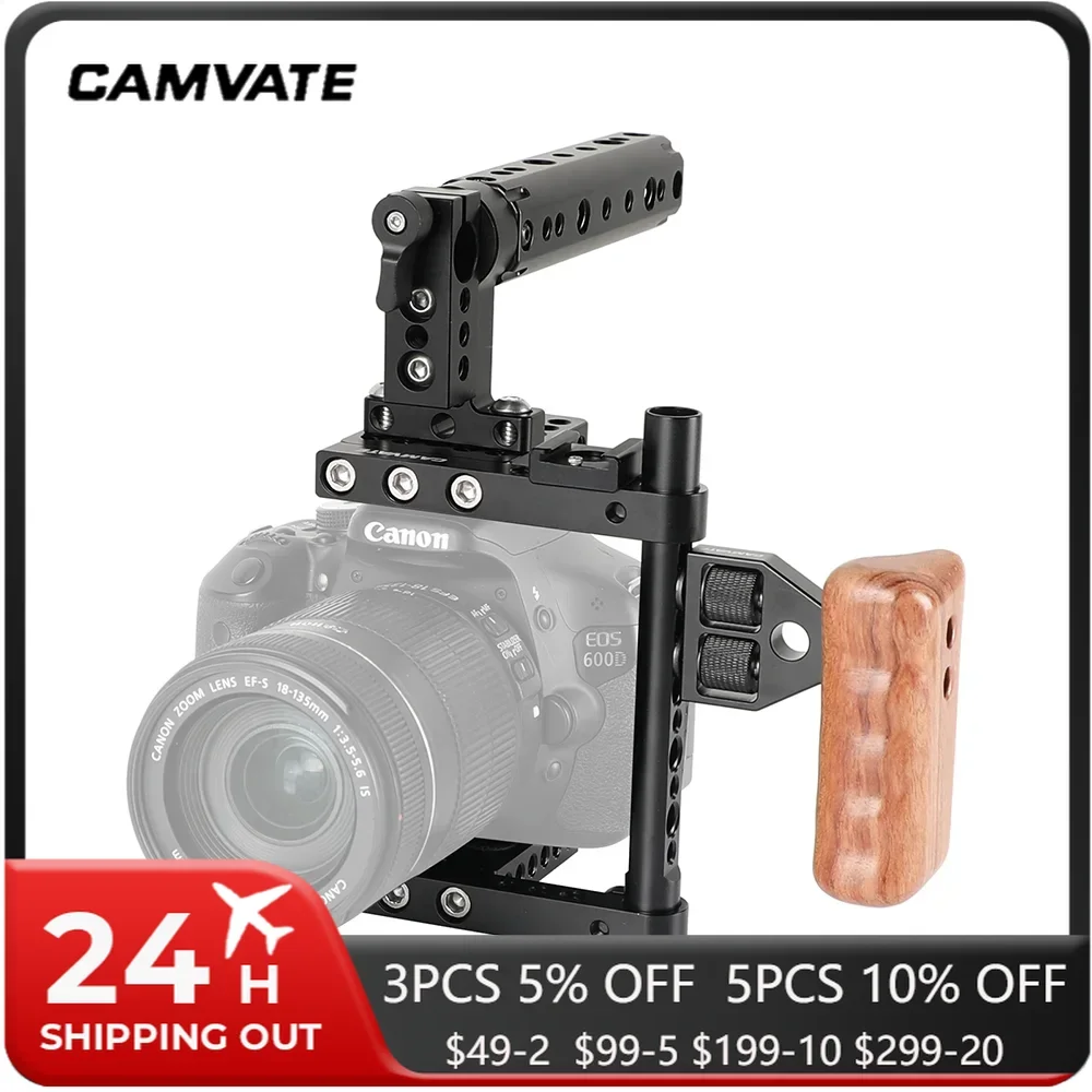 CAMVATE-Plataforma de jaula de cámara, accesorio para Canon 60D/70D/7D Mark II/5DSR/5DS/Nikon D7000/D7100,D7200,D300S,D610/A99/A58 a7/A7II/GH5/GH4/GH3/GH2