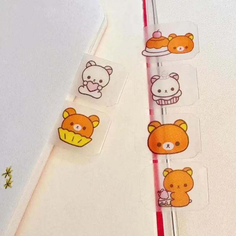 Kawaii Cartoon Rilakkuma Index-Aufkleber Kreative Schüler-Belohnungs-Schreibwaren Handkonto-Dekoration Lesezeichen-Etiketten Geschenk