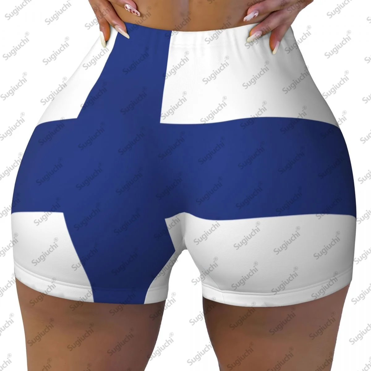 2026 Finland Flag Yoga Shorts for Women Workout Scrunch Butt Lifting High Waisted Gym Running Short Pants