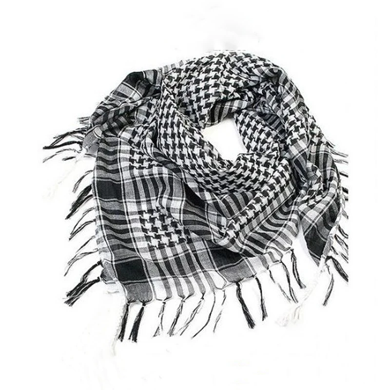 Arabian Desert Scarf Soft Tactical Scarf Men Ladies Military Turban Lightweight Plaid Fringed Outdoor Arafat Unisex Scarves