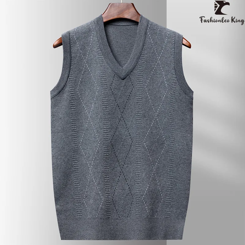 

Autumn and Winter Men's Sleeveless Knitted Sweater Vest Male Casual V-Neck Pullover Vest