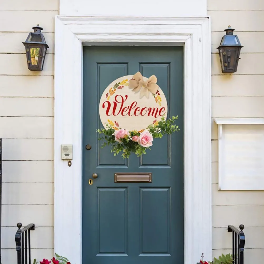 

3Sets Wooden Welcome Sign DIY Circle Unfinished Door Decoration Hanging Cutout Blank Wood Slice Wood Cutout Door Wooden Slice