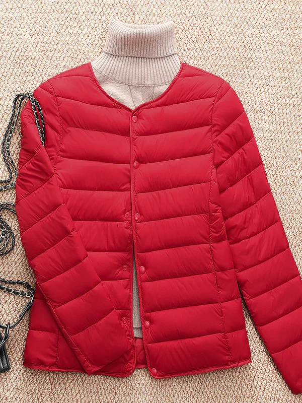 Autumn Winter New round Neck down Cotton Jacket Lightweight Women's Warm Inner Liner Fashionable Cotton Coat Short Style
