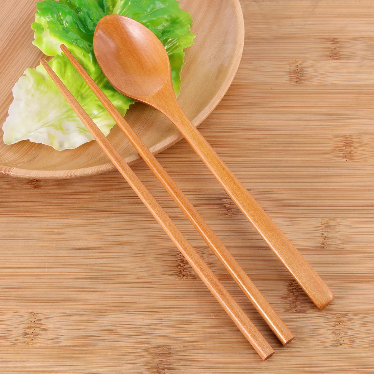 1 مجموعة عود قاعدة الملاعق مجموعة أدوات المائدة الخشبية الخشب الطبيعي اليدوية النمط الياباني خفيفة الوزن صديقة للبيئة لمطعم المنزل