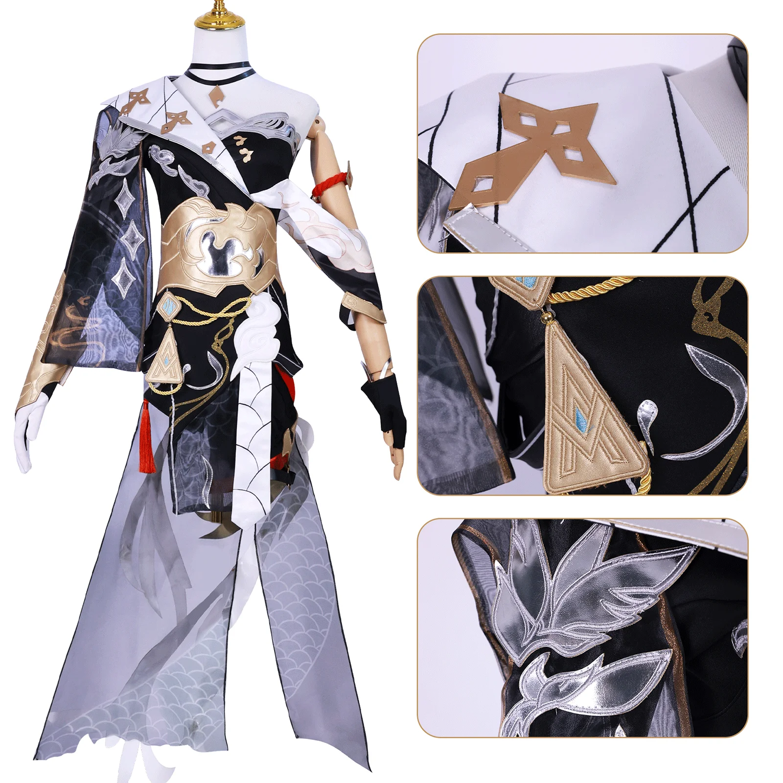 

Game Fu Hua Cosplay Costume Battle Suits Uniform Role Play Halloween Party Outfit 3 Rd Consciousness Mind Knowledge Set Wig