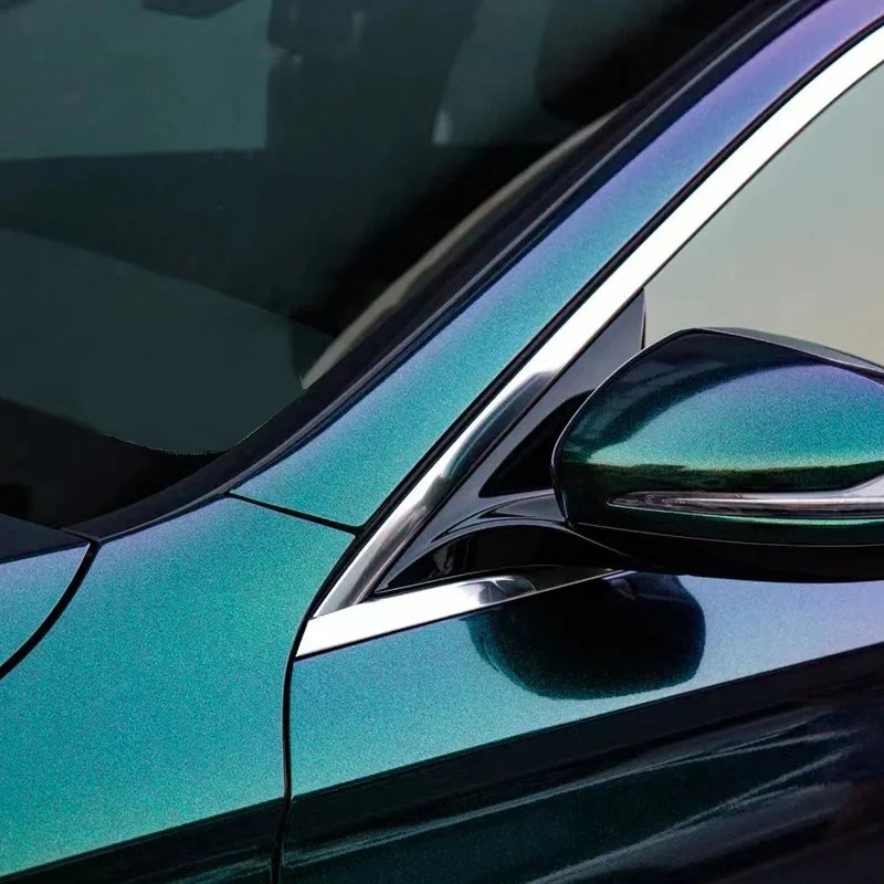 Hot Koop PET Glossy Diamond Groen Paars Kameleon Auto Vinyl Wrap Film 1.52*18 m Roll Body Kleurverschuiving verandering Vinyl Sticker