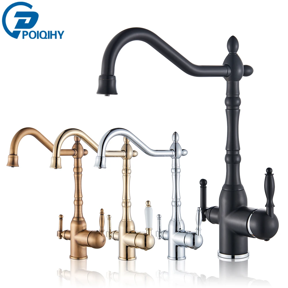 Chrom-schwarzer Wasserhahn für Wasserfilter, Wasserhahn mit Wasserreiniger, Küchenarmatur,