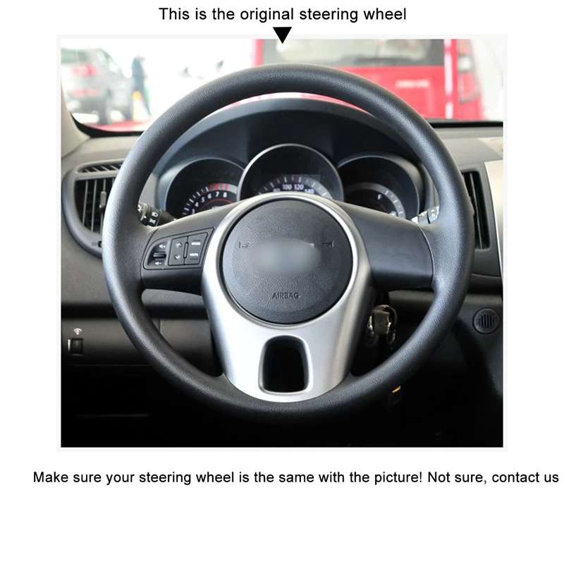 Black Suede Black Leather Car Steering Wheel Cover For Kia Forte Soul Rio 2009 2010 2011 2012 2013 2014