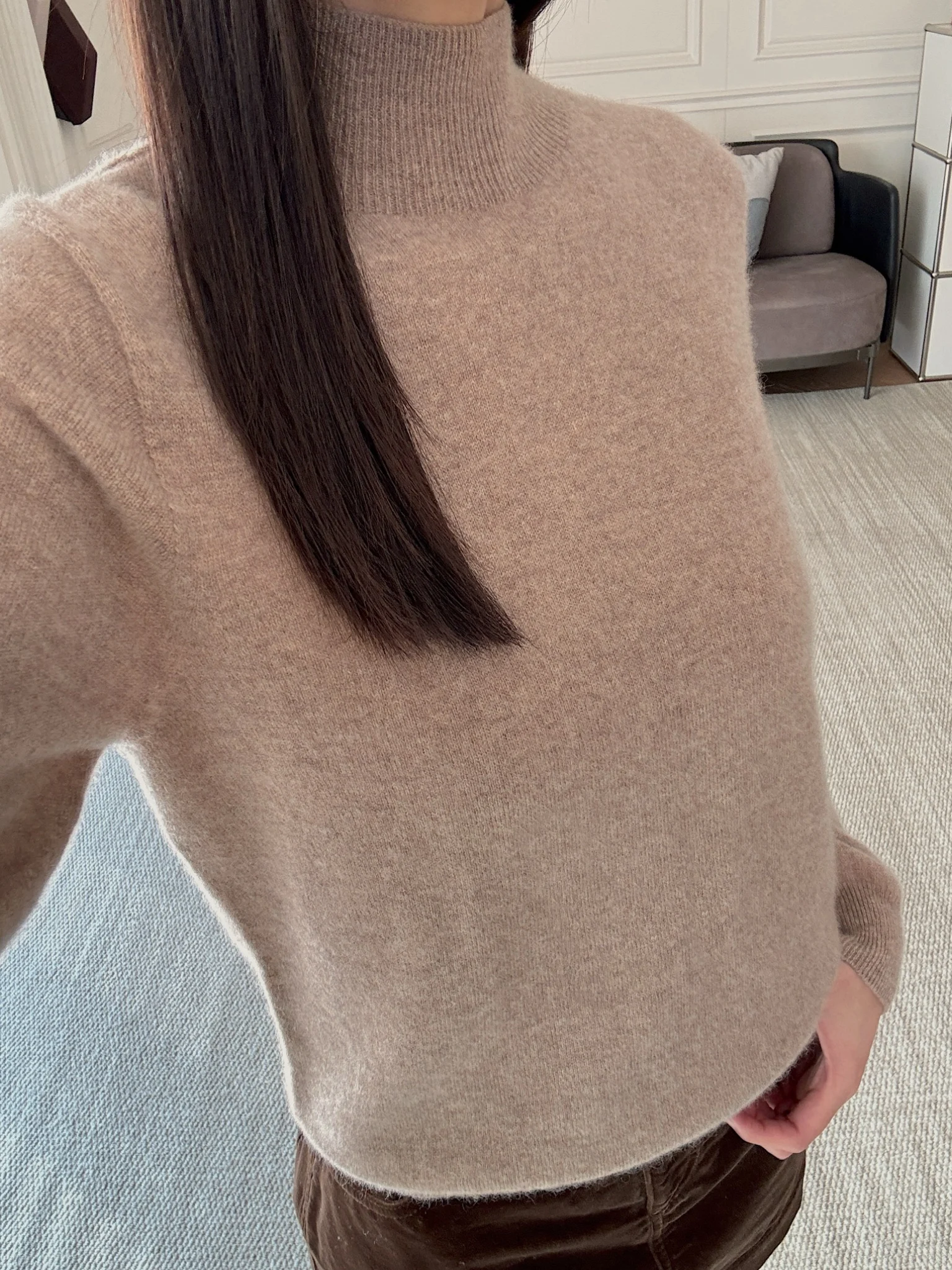 

Aurora 00% Camere Sl Knitted Sweater f High Collar Artistic Dot Design Women's Loose Fit Long Sve Knitwear