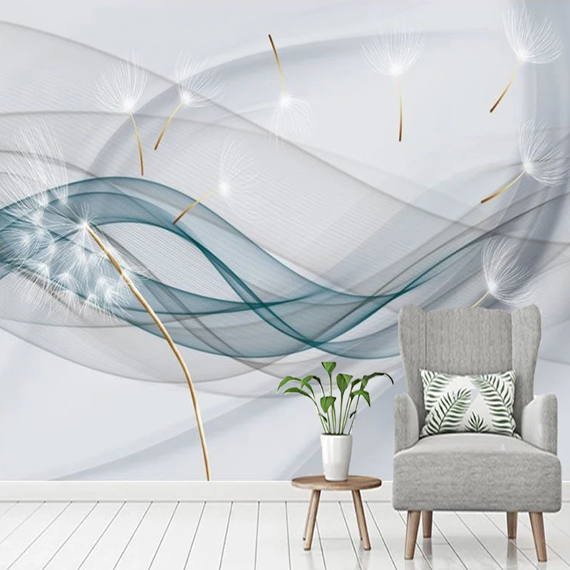 Custom Mural Wallpaper 3D Abstract Art Beautiful Fashion Line Dandelion Wall Painting Living Room TV Sofa Bedroom 3D Home Decor