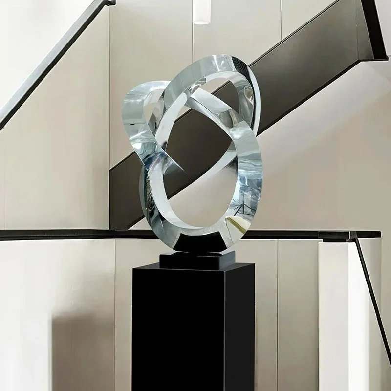 TTLiving Room Large Floor-to-ceiling Ornaments Modern Light Luxury Hotel, Metal Decoration Stainless Steel Sculpture Crafts