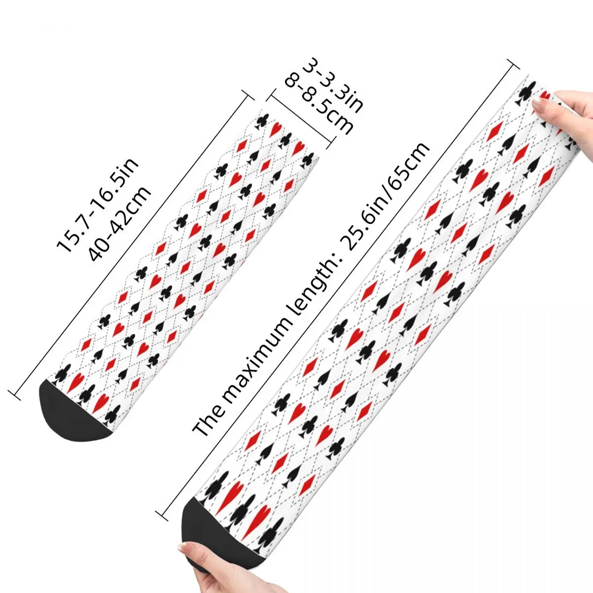 Playing Cards Suit Symbols Pattern Socks Male Mens Women Spring Stockings Polyester