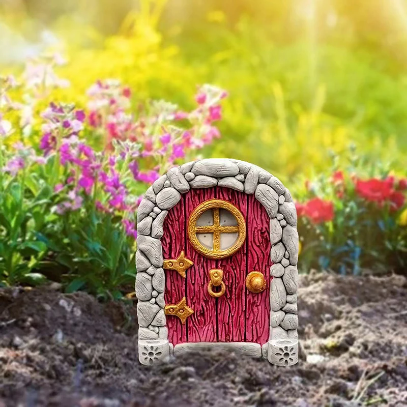 Puerta de hadas en miniatura para el hogar, Arte Creativo de patio, Mini arco, ventana, puerta, agujero de ratón, decoración, escultura de jardín al aire libre Decoración artesanal