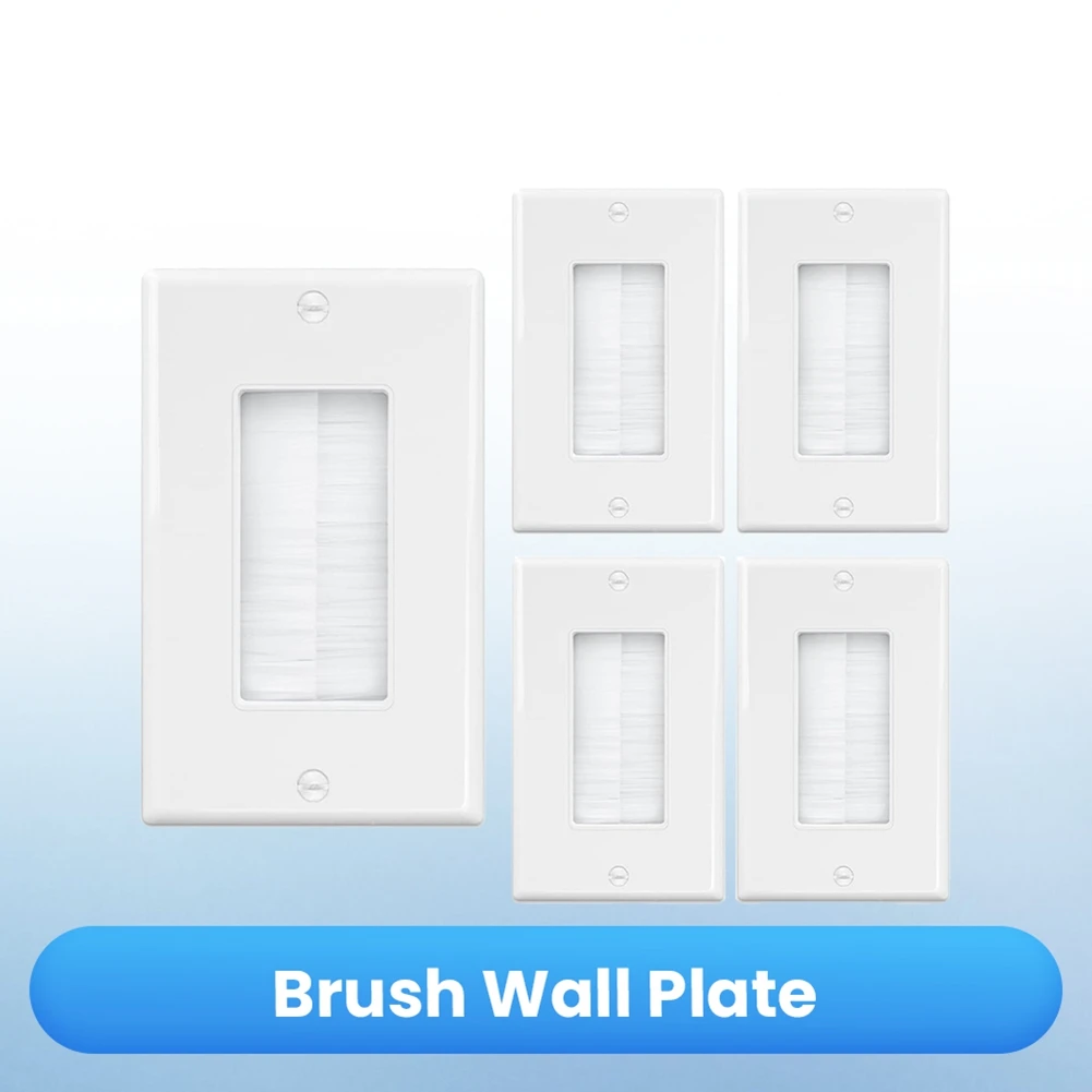 ABBP-5 Pack Brush Wall Plate Cable Pass Through, Single Gang Decorator Wall Cover For Low Voltage Cables, Cable Management - view 3