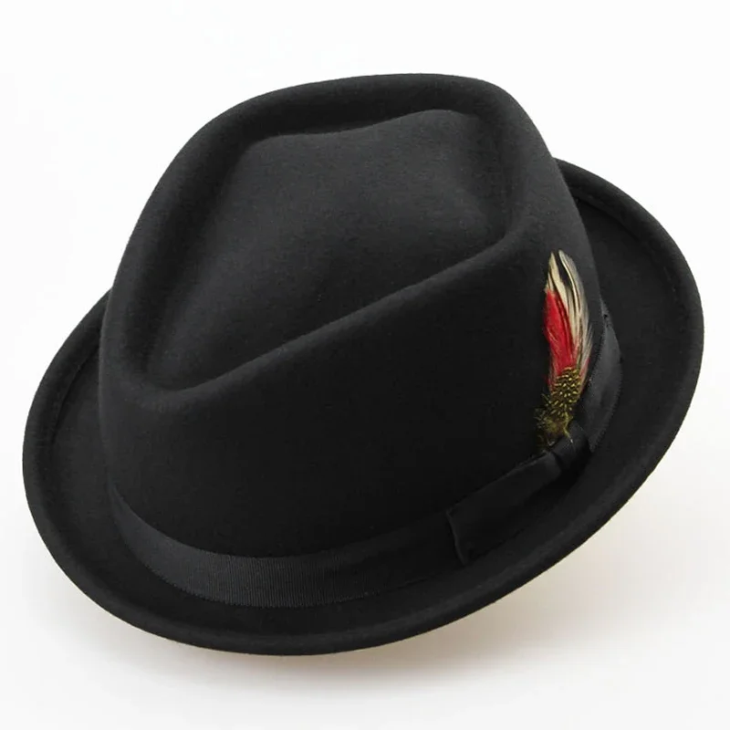 LIHUA Brand Short Brim Jazz Cap ,Japan Korea Original Bowler Hat,  100% Wool Felt Hat With Black  Red Camel Color