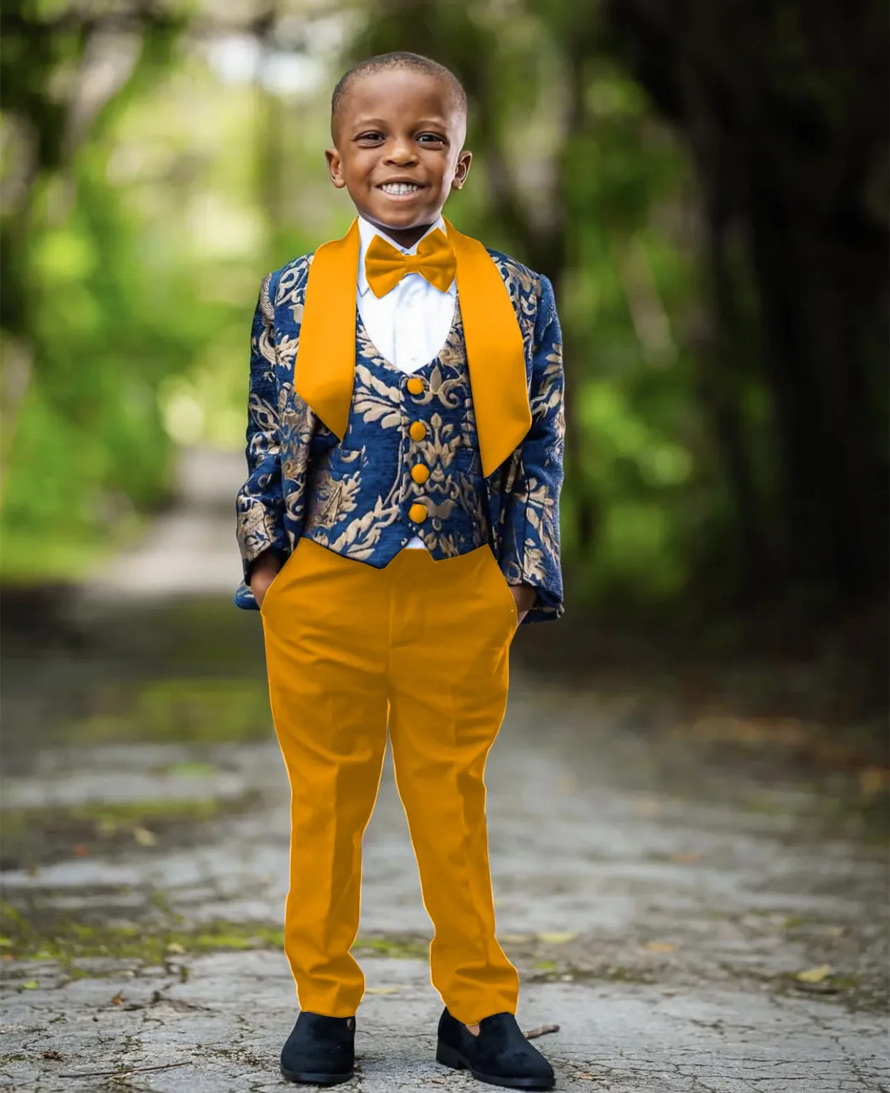 Boys' Performance Suit Clothing Formal Wedding Tuxedo Floral Blazer Kids Prom Suits Formal Clothes Boy's Evening Suit