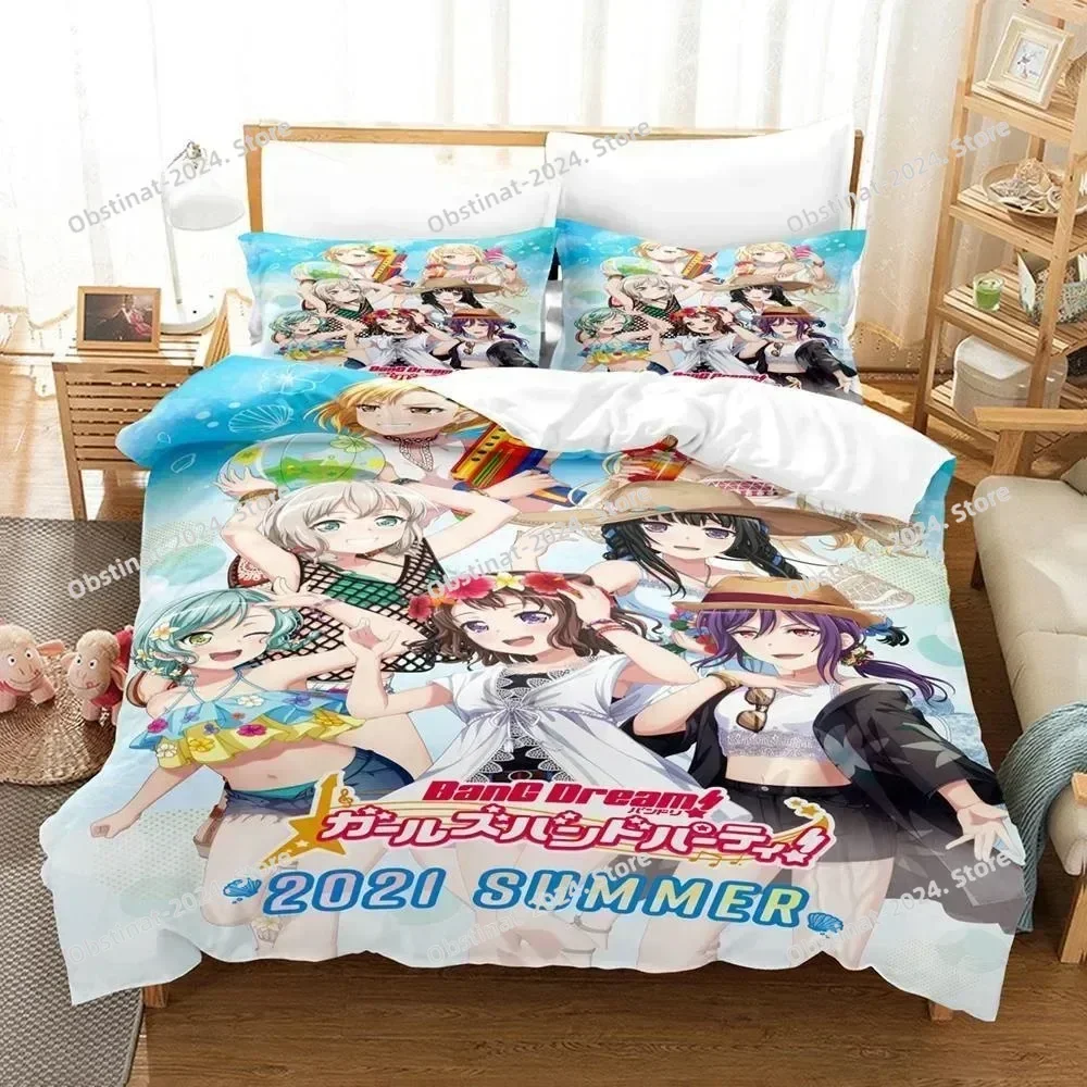 3D Anime BanG Dream! Girls Band Party! Bedding Set Single Twin Full Queen King Size Bed Set Adult Kid Bedroom Duvetcover Sets