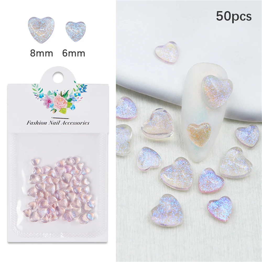 1~4PCS Shiny Colorful Love Nail Enhancements Easy To Apply 3d Transparent Water Drill Accessories Color Flash Nail Rhinestone