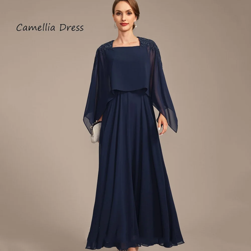 

Customized Elegant Formal Occasion Dress Appliques A Line Wedding Party Gowns Chiffon Floor Length Mother Dress For Wedding