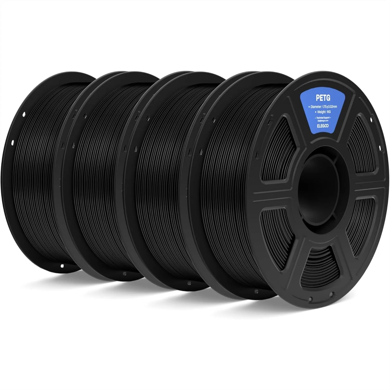 

PETG Filament 1.75mm Black 4KG Bundle, 3D Printer Filament Dimensional Accuracy +/-0.02mm, Tough and Durable with High Impact