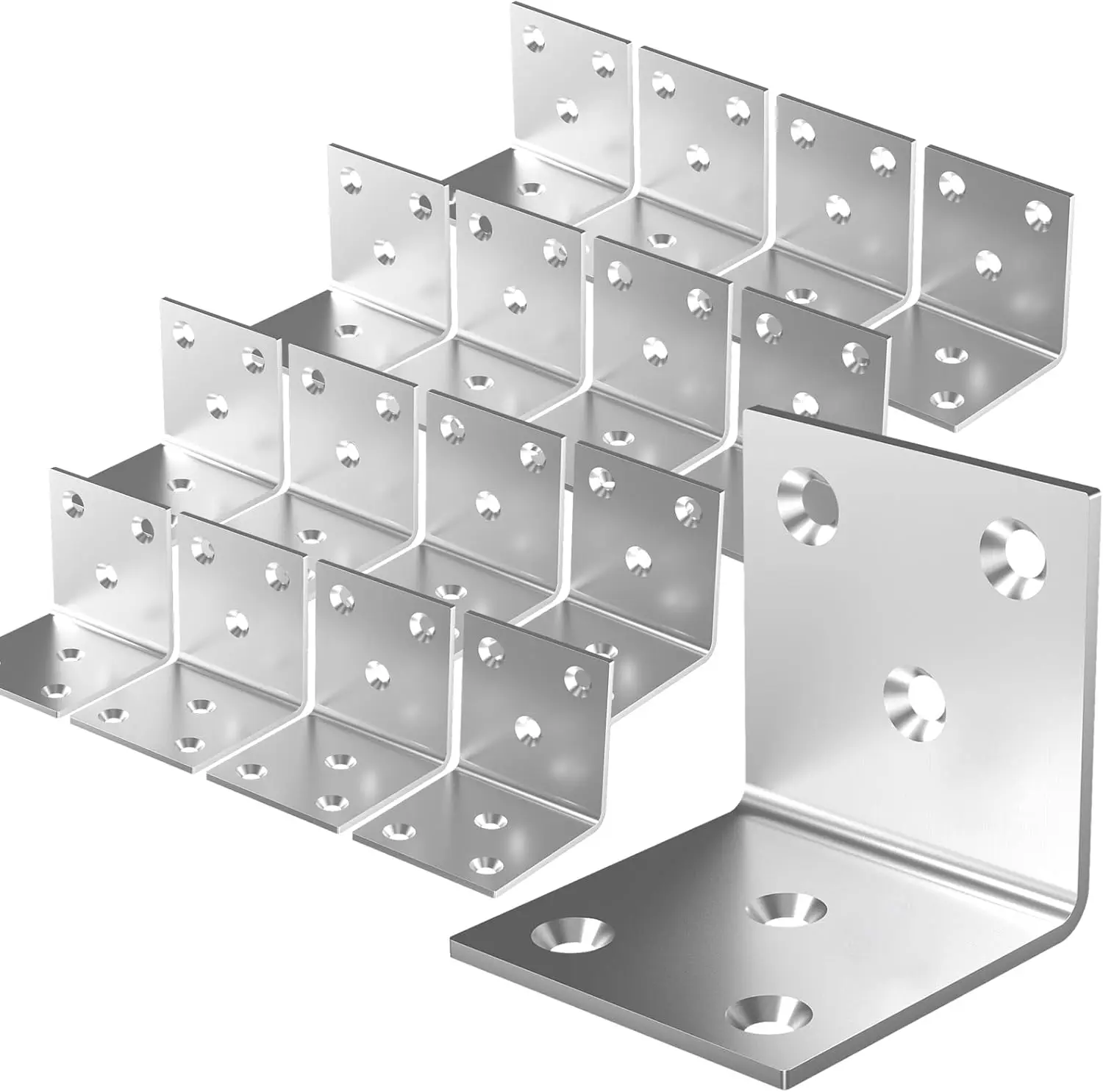 

40Pcs 2x2x2 Inch Heavy Duty Stainless Steel L Brackets for Wood Furniture, Bookshelf, Bed Frame