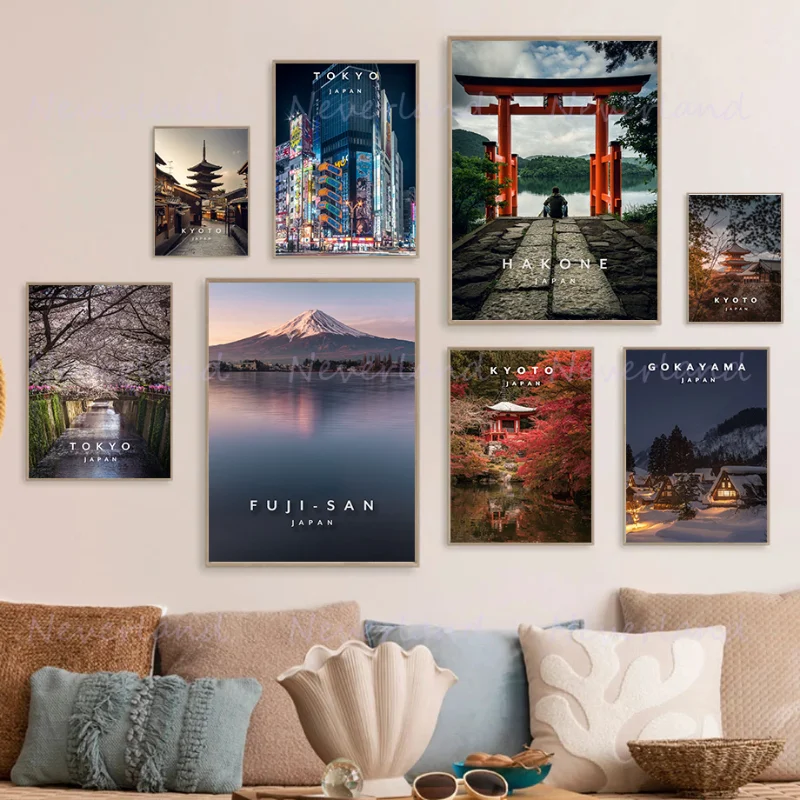 Japan Tokyo Fujiyama Kyoto Golden Pavilion Landscape Posters Canvas Painting and Prints Wall Art Picture for Bedroom Home Decor