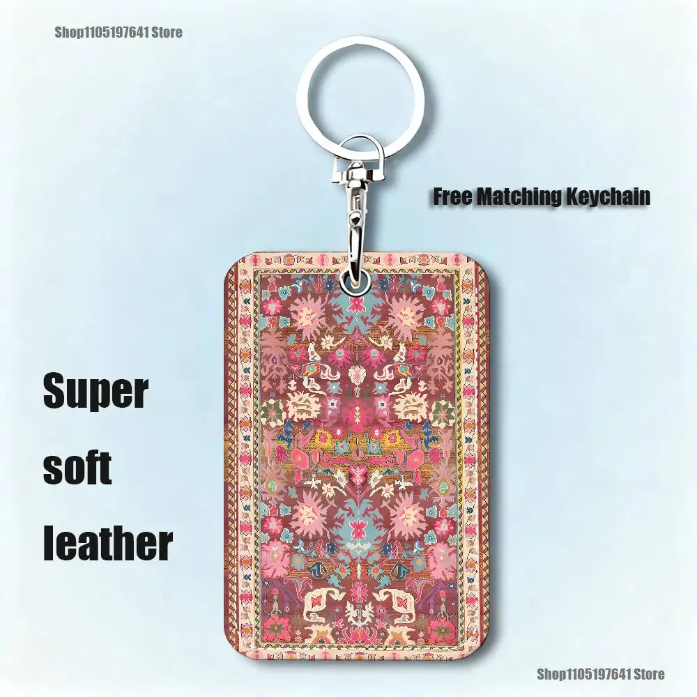 Tappeto persiano motivo floreale portachiavi carta cartone animato anime moda ciondolo borsa porta d'identità porta carte autobus carino adulto
