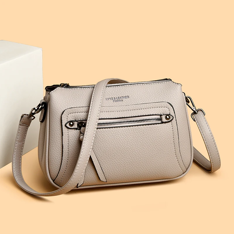 2025 المرأة الجديدة متعددة الطبقات قطري حقيبة كروس عصرية ومتعددة الاستخدامات جلد ناعم سعة كبيرة حقيبة كتف قطري كروس