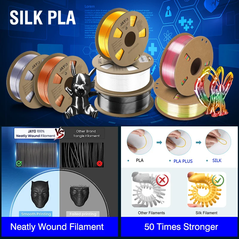 JAYO PLA/PETG/SILK/PLA Meta Filament 1Roll 3D Printer Filament 1.75mm 3d Filament PLA Printing Materials for 3D Printer&3D Pen