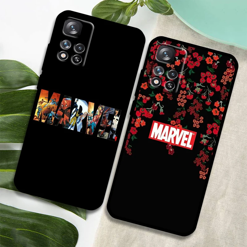 Marvel Hero Avengers For Redmi Note 12 Pro Plus 11 11T 10 9 8 Pro Lite Pro Max 5G 4G Silicone Soft Black Phone Case