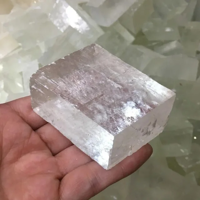 1pc Wholesale Clear Optical Calcite Raw Cube Iceland Spar Slab Natural Energy Rough Crystal Minerals Healing Stones Witchcraft 2