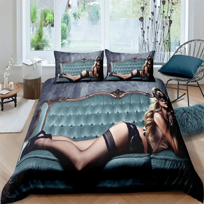 Imagem -04 - Africano Preto Mulher Bedding Conjunto para Meninas Capa de Edredão Microfibra 3d Consolador Completo Rei Moda Sexy Presente