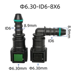 6.30mm ID6 auto Fuel line quick connector with 180 and 90 degree SAE fuel pipe fittings female joint 2PCS a lot