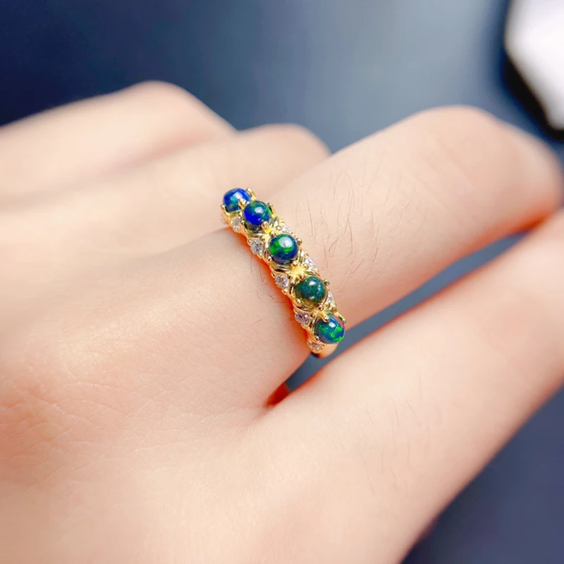 Natural Black Opal Rings for women silver 925 jewelry luxury gem stones 18k gold plated free shiping items Party Gifts