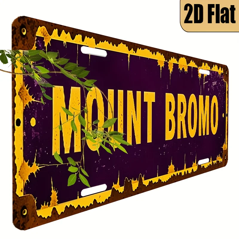 MOUNT BROMO AL Sign - Plaque murale décorative vintage en métal durable, art mural volcanique pour la maison, le bureau, le bar ou la cave des hommes