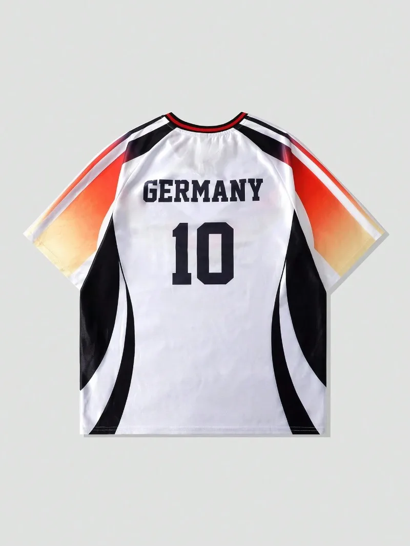 2026 Summer German Style Football Sports T-shirt Breathable Gym Loose Shirt Short Sleeve Tops Adult Child Casual T-shirt
