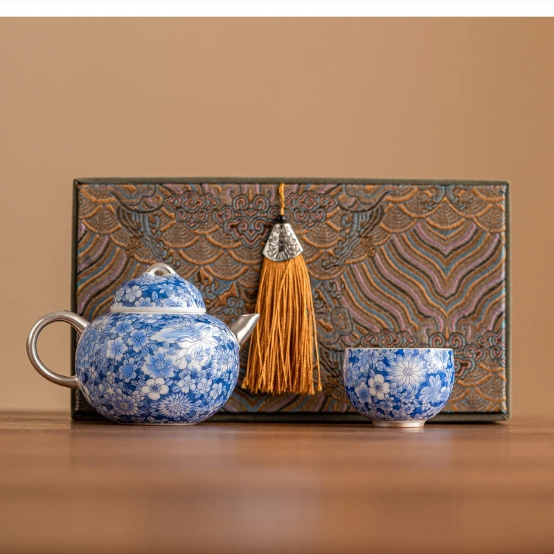 

999, серебряный керамический чайник, чашки, фарфоровый кунг-набор, высококачественный чайник