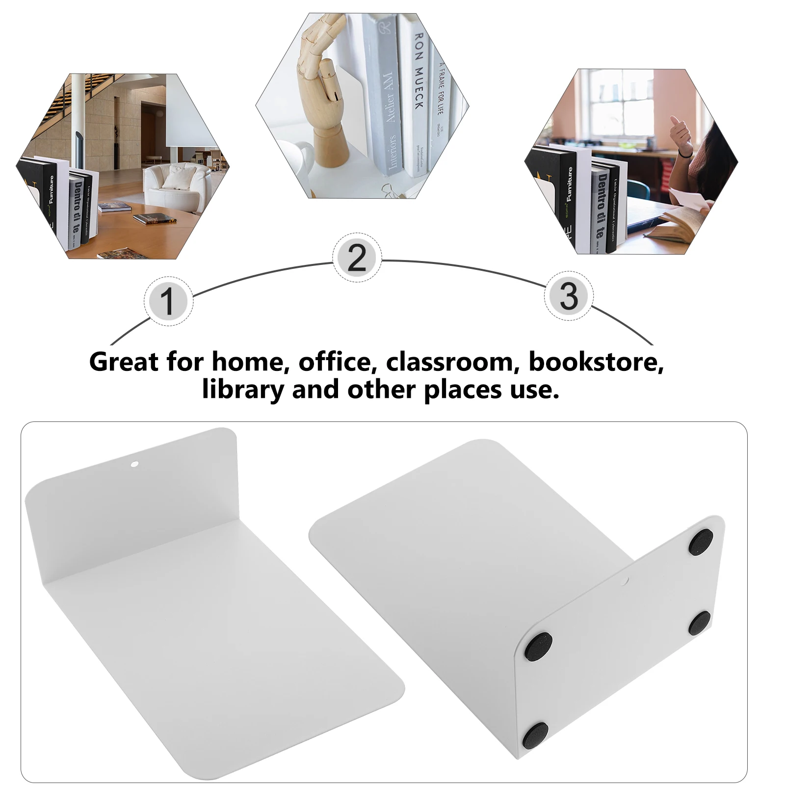 2 Pcs Book Stand Simple Bookend Bookshelf Holders Bookends Magazine Rack Home Decor for Desk Modern Metal Desktop