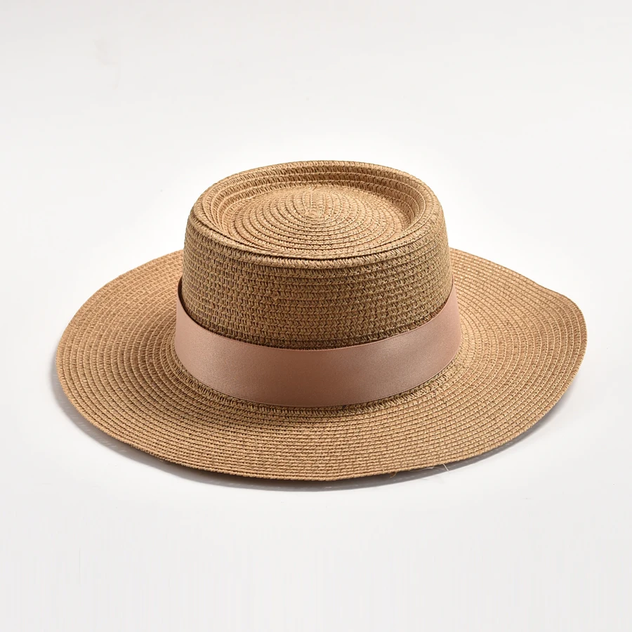 Hats for Women Flat Top Ribbon Bowknot Elegant Straw Sun Hats Summer Sun Protection Beach Hat Gorras Hombre