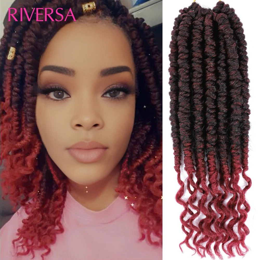 Senegalese Twist Crochet Braids Passion Spring Twist Curly Ends Pre looped Goddess Crochet Hair Synthetic Twist Hair Braiding