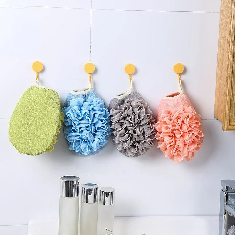 1pc Double Sides Portable Bath Gloves Body Scrubber Shower Exfoliating Sponge Body Cleaning Brush Massage Mesh Bathing Tool