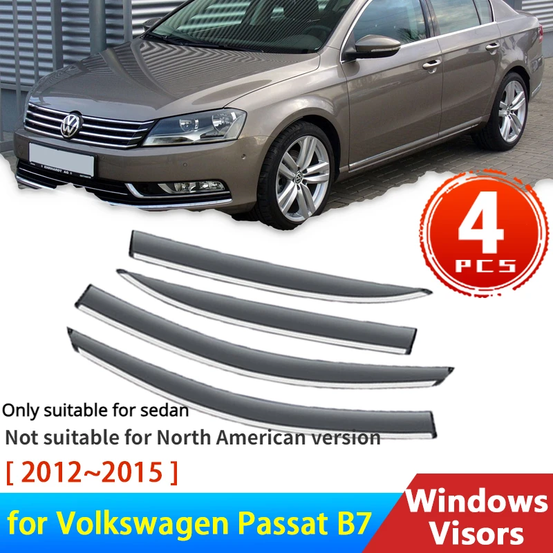 

Дефлекторы на лобовое стекло для Volkswagen Passat B7 7 2012 ~ 2015 2013, аксессуары, Автомобильные Боковые окна, козырек от дождя, бровей, солнца, седана